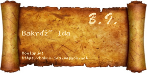 Bakró Ida névjegykártya