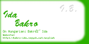 ida bakro business card